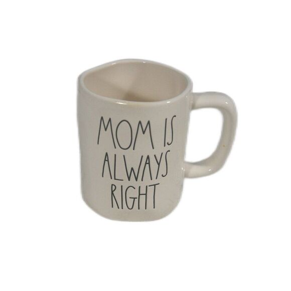 Rae Dunn Ceramic Mug MOM IS ALWAYS RIGHT 16 oz White with Black Lettering - Picture 1 of 3